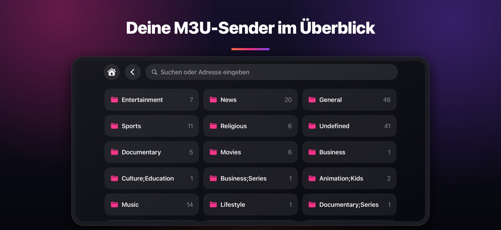 Deine M3U-Sender im Überblick