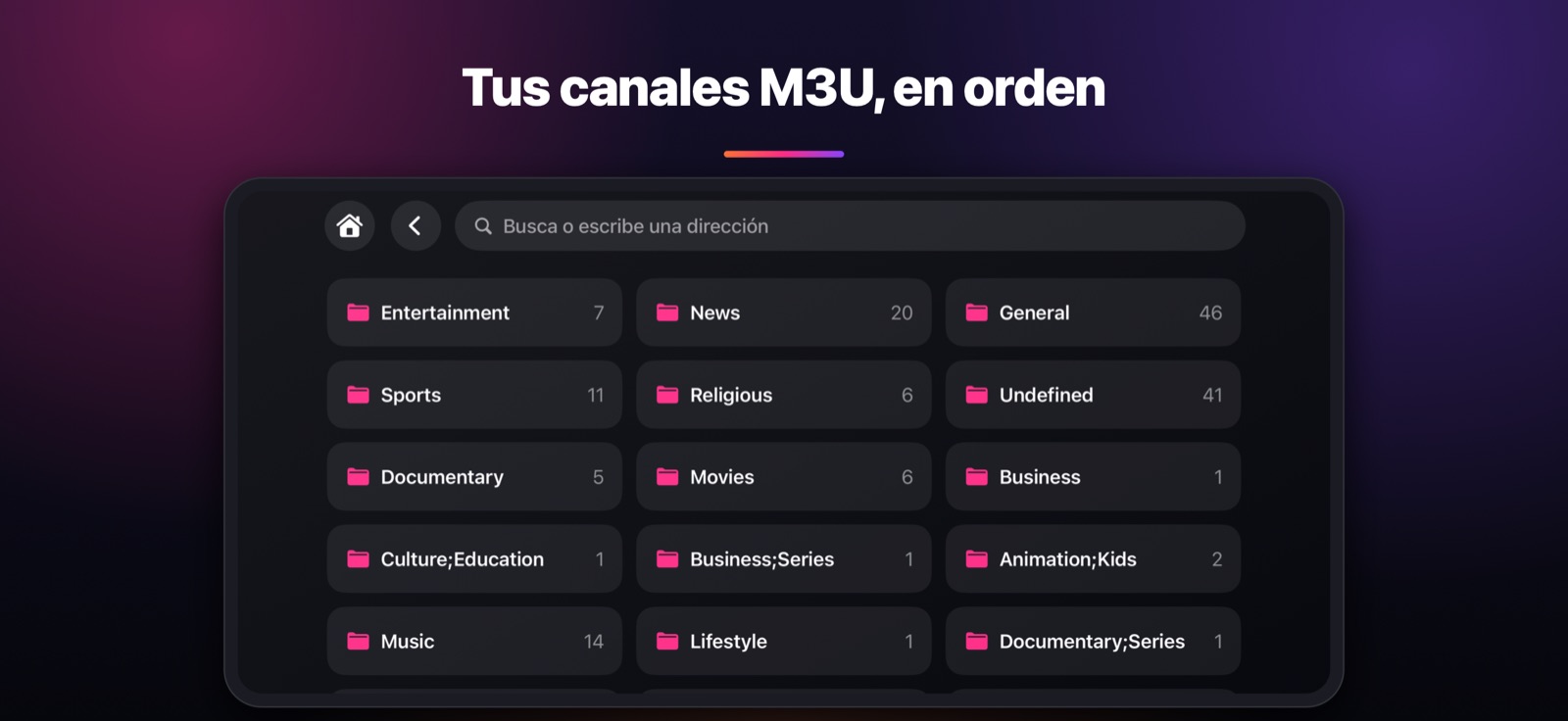 Tus canales M3U, en orden