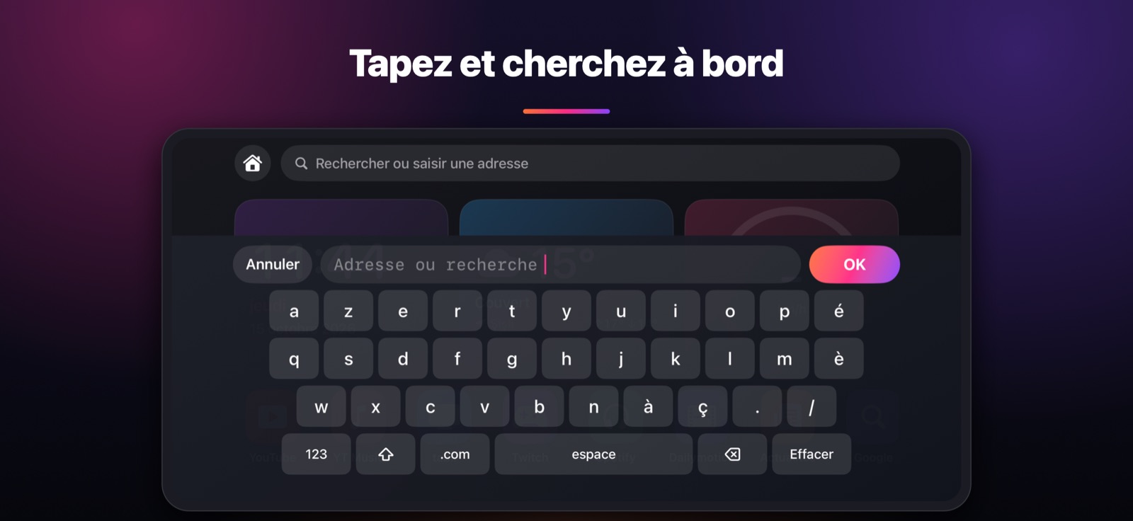 Tapez et cherchez à bord