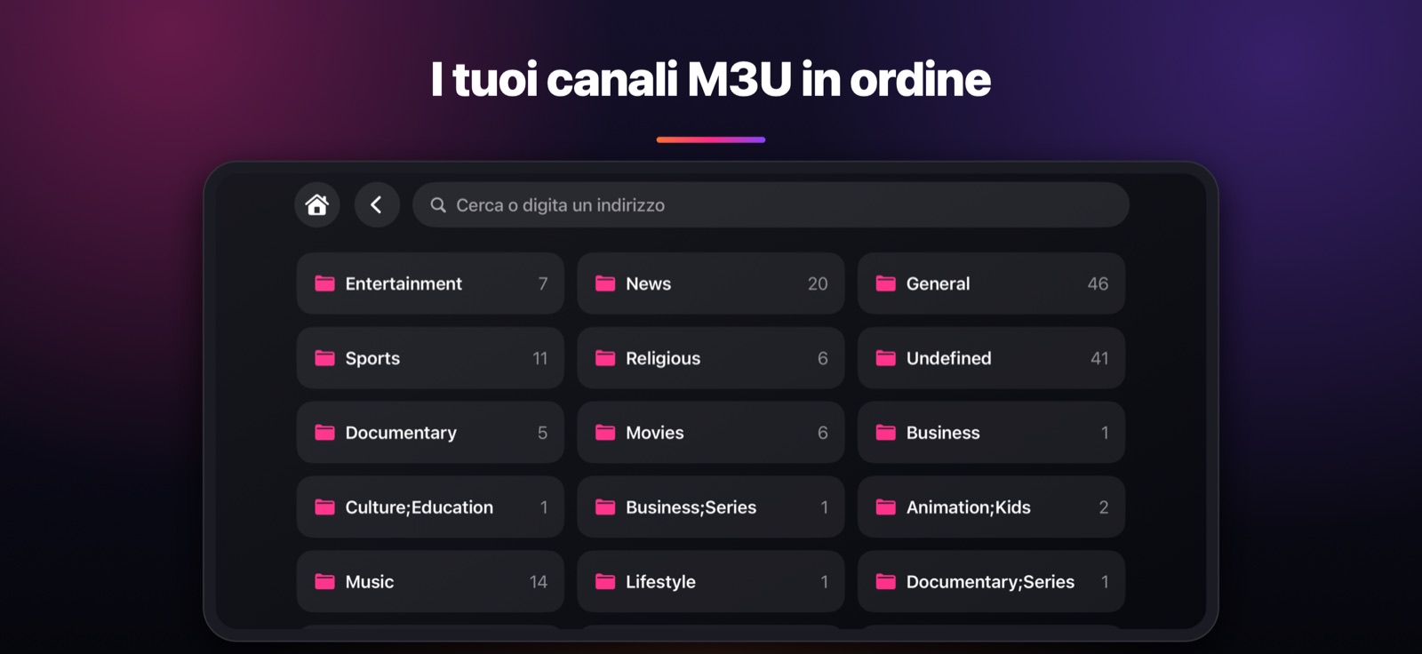 I tuoi canali M3U in ordine