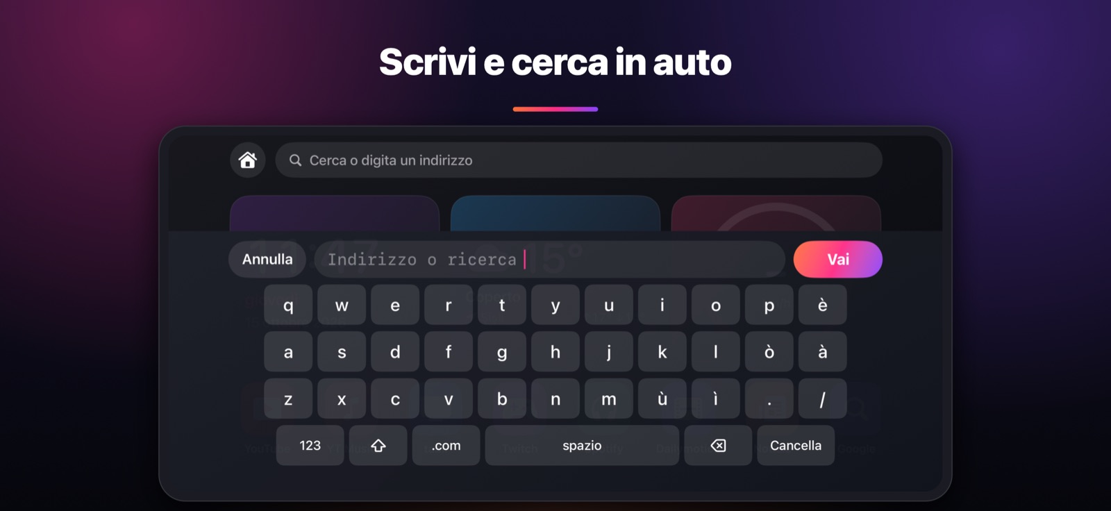 Scrivi e cerca in auto