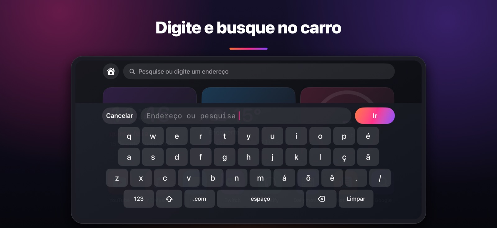 Digite e busque no carro